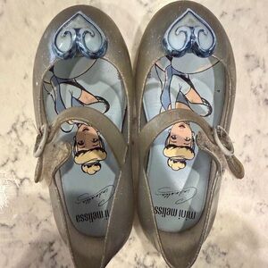 Mini Melissa Kids' Disney Cinderella Dress Shoes - Silvers and Blue